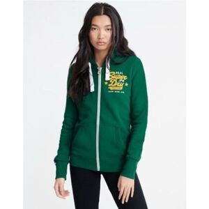 SuperDry Japan size Medium Zip Up Hoodie Green Yellow